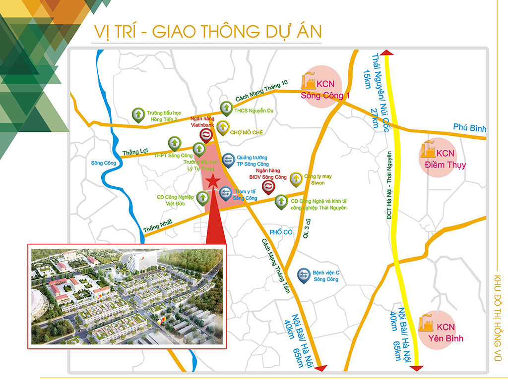 Vị trí đắc địa nơi dự án Hồng Vũ Sông Công tọa lạc
